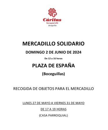 Imagen MERCADILLO SOLIDARIO CÁRITAS 2 DE JUNIO